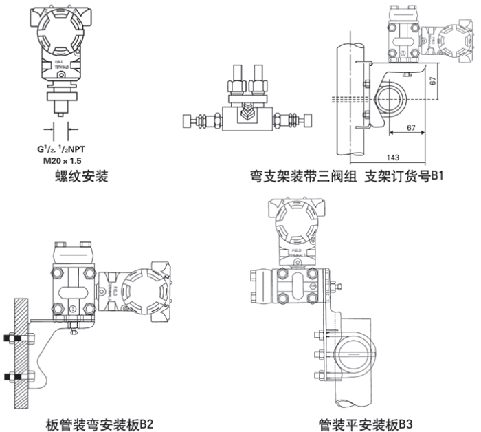 高溫壓力變送器安裝方式示意圖