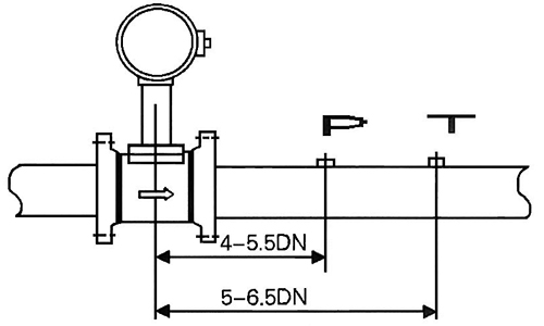 dn200蒸汽流量計(jì)溫度壓力傳感器安裝位置圖